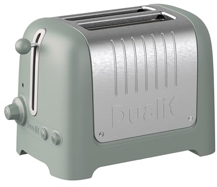 Dualit 2 Slice Lite Toaster, Sage Green | 1.1kW Toasts 60 Slices an Hour, Bagel & Defrost Settings, 2 Slot Toaster