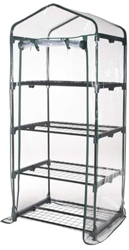 Serra da Giardino e Balcone Compatta con 4 ripiani 69x49 h 157 cm, Copertura in PVC Trasparente