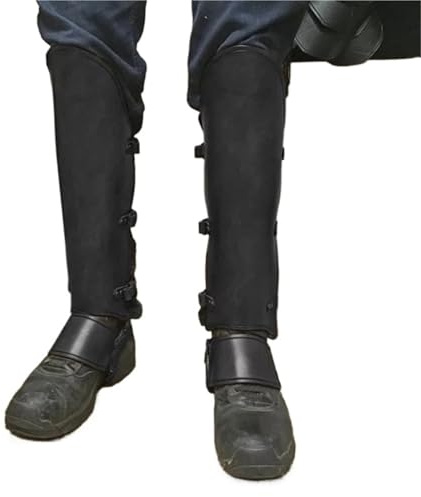 Beinschienen Mittelalter,Mittelalter Schuhe Mittelalterliche Steampunk-Leder-Beingamasche, Vintage-Schuhgamaschen, Stiefelüberzüge, Halbe Leggings(Black)
