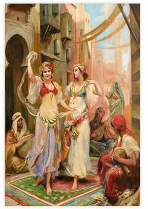 WOPIYNAG Lienzo con pintura al óleo de bailarines orientales, decoración de dormitorio, decoración de paisaje, regalo, 20 x 30 cm