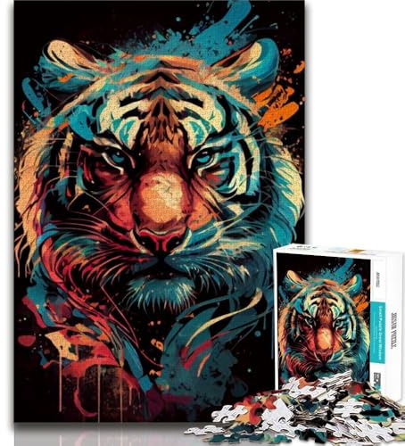 1000-teiliges Puzzle für Erwachsene Tigergesicht-Puzzles für Teenager Quizspiel Wanddekoration einzigartige Geburtstags 75x50cm