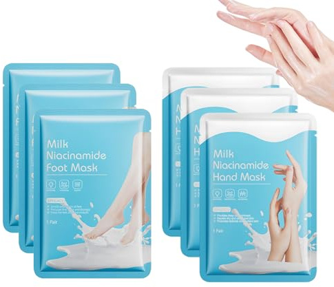 Masque Pour Les Mains Et Les Pieds 6 Paires, Masque Pour Les Mains Au Lait, Les Pieds, Chaussettes Et Gants Hydratants, Convient Mains Et Pieds Secs, Réparer Les Talons Fissurés Et Morts