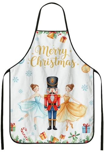 Tablier de Noël casse-noisette pour la cuisine, danseuse de ballet festive, tablier de cuisine pour adulte, décoration de vacances, lavable pour la pâtisserie B