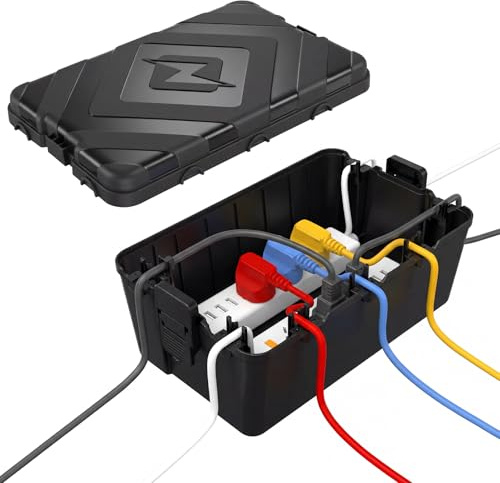 ITClosud Große Wasserdichte Kabelbox, Wetterfeste Verlängerungskabel Abdeckungen, Wetterfeste Elektrobox, Steckerschutz Aussen Wasserdicht 32 x 21 x 13 cm, Schwarz