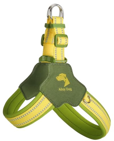 Harnais Anti-Traction en Forme de Y spécialement conçu pour Les Boxer. Il est doté d'un Gilet de Poitrine rembourré et Ajustable avec Bandes réfléchissantes Green XS