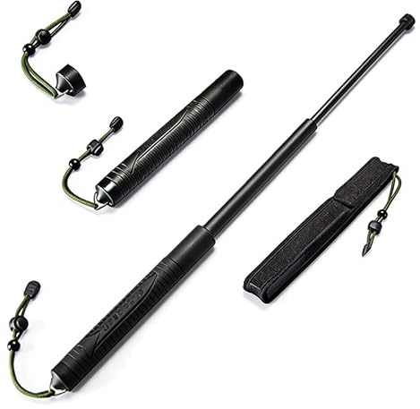 Bâton Extensible Noir avec Poignée Antidérapante, Sac de Rangement Inclus