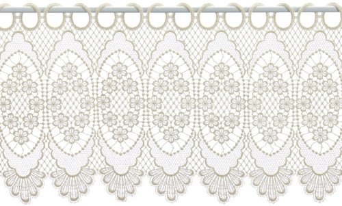Plauener Spitze by Modespitze, Store Bistro Gardine Scheibengardine mit Stangendurchzug, hochwertige Stickerei, Höhe 30 cm, Breite 96 cm, Creme
