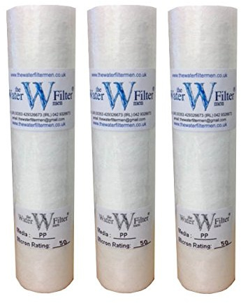 The Water Filter Men - Cartuccia per il filtro dell'acqua, in polipropilene, da 50 micron, da 25,4 cm, per filtrare sedimenti, confezione da 3