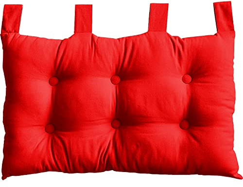 Väggsänggavel, 70 x 45 cm, röd, för upphängning, quiltad kudde, 100% bomull, Panama-kollektion, Enjoy Home