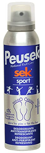 Peusek SEK Sport, 3 en 1, Loción Desodorante, Antitranspirante y Refrescante para pies, Spray 150 ml