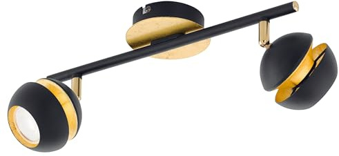 EGLO LED Deckenlampe Nocito, 2 flammige Deckenleuchte | Deckenstrahler aus Metall, Wohnzimmerlampe in Schwarz, Gold, Flurlampe, Spots inkl. GU10 Leuchtmittel, warmweiß