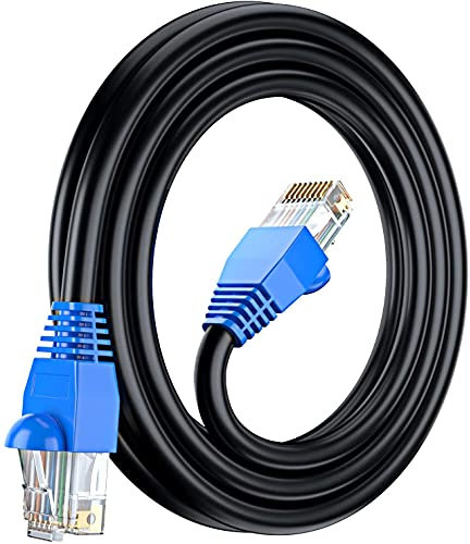MutecPower 10m CAT6 Outdoor waterproof Direct Burial Ethernet Network Cable - UTP - CCA - 550 Mhz - Black 10 meter with Cable Ties
