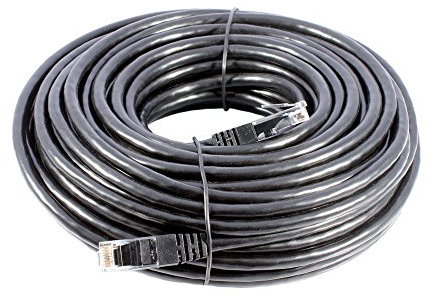 Smedz Câble réseau CAT6 PE UTP 24 AWG Plug and Play en cuivre à Usage intérieur/extérieur - Noir 30 m Noir