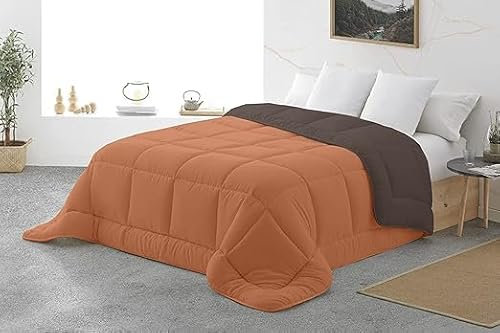 Energy Colors Textil - Hogar Relleno, Edredón Nórdico Bicolor Reversible 350 Gramos (Chocolate/Naranja, Cama 135)