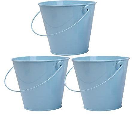 Mini seau en métal coloré en zinc petit pot de fleurs de jardin décoration de mariage bonbons mini seau Ø 8-12 cm rose jaune violet bleu 3 pièces (bleu)