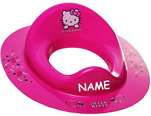 alles-meine.de GmbH Toilettensitz/Toilettenaufsatz/Sitzverkleinerer - pink - rosa Helllo Kitty - Katze inkl. Name - Bieco - Standardgröße mit Lehne & Pullerschutz - Verkl..