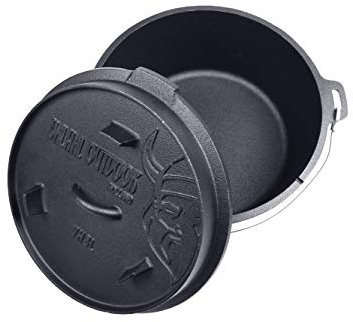 Valhal Outdoor - Dutch Oven - Gusseisen topf 8L - Schwarz - Mit Thermometeraussparung
