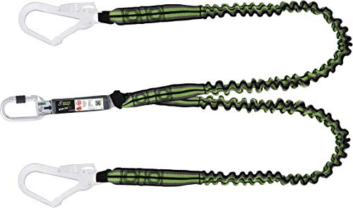 Kratos Safety Y-Verbindungsmittel Gravity Elastik aus elastischem Gurtband mit Falldämpfer und Karabiner, 1,50 m, PSA, EN355