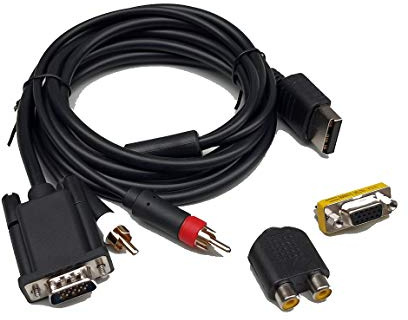Link-e : Cable VGA Haute Definition Compatible avec la Console SEGA Dreamcast (Audio/Video, Adaptateur RCA et VGA, PAL et NTSC...)