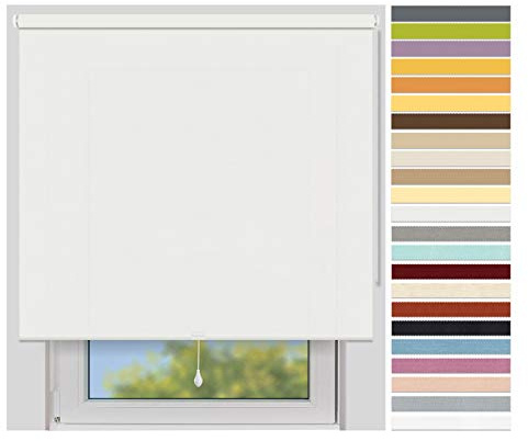 EFIXS Sichtschutzrollo Mittelzug Medium - Rollos nach Maß - 25 mm - Stoffbreite bis 180 cm, Höhe bis 240 cm - Hier: bis 80 cm x 150 cm (BxH) - Weiss (4905) - lichtdurchlässig, Springrollo