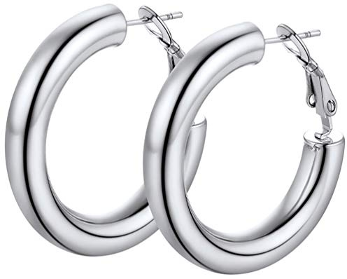 PROSTEEL Créoles Femme Acier Inoxydable Boucles d'Oreilles Anneaux Gros 30mm Bijoux Tendance pour Fille