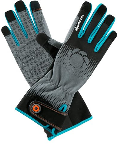 Gardena Gant de Soin des arbustes Taille 8/M Gants de Jardinage pour travaux sur Plantes et arbustes épineux, Longue Tige, Design spécial « Mobile Touch » pour Utilisation de Smartphone (11530-20)