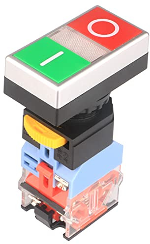 GUUZI 22mm 10A 220V 1 Schließer 1 Öffner EIN Aus Start Stopp Taster mit gelbem Licht Kontrollleuchte Spannung LA38-11D/RG