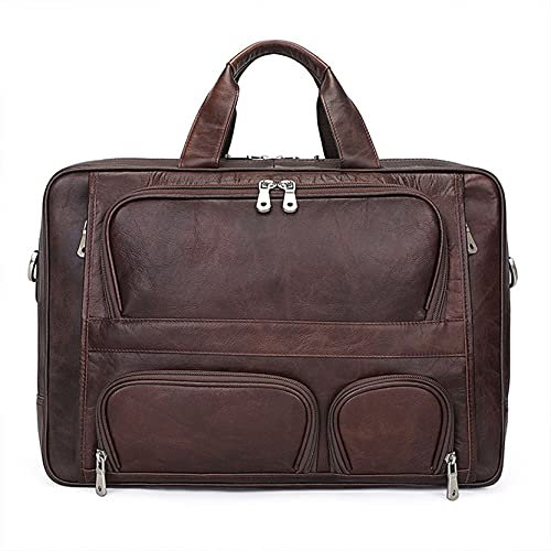Herren Laptoptasche Arbeitstasche Handtasche, Herren 17inch Laptop Aktentasche Portfolio Arbeit Schulter Messenger Bag Tragen Handtasche Echtes Leder Crossbody Tasche Große Satchel Laptop Businesstasc