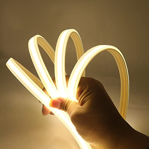 XUNATA Striscia LED COB Flessibile 220V, (Bianco Naturale, 20m), IP65 Impermeabile, Nastri LED ad Alta Luminosità da 288 LED/m con Cavo di Alimentazione