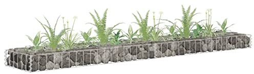 Gecheer Gabion Raised Bed Gabion Planter Galvanised Steel Basket Planter Stone Basket Raised Bed Raised Vegetable Bed 180x30x10 cm