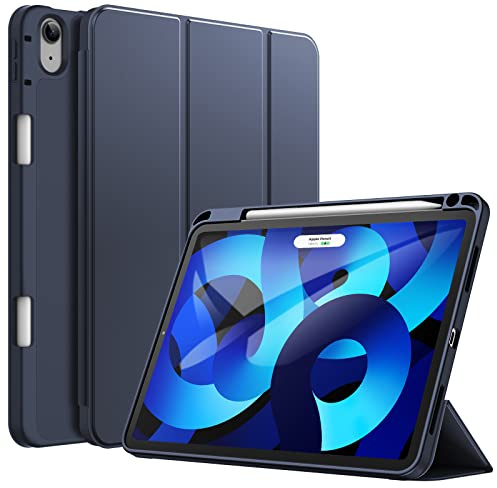 JETech Hülle für iPad Air 11 M4/M3/M2 & Air 5/4 10,9, Tief Navy | Für iPad Air 11 (2026-2024) & Air 10,9 (2022/2020), Weiches TPU, Pencil Holder, Dreifach-Ständer, Stoßfestes Leichtdesign