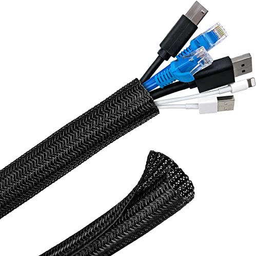 Palazen 6m Kabelschlauch Selbstschließend, 12-20mm Kabelkanal, Flexibel gewebter Kabelschutz zuschneidbar, Kabelmanagement für TV Computer Heimkino Automobilkabel, Schwarz