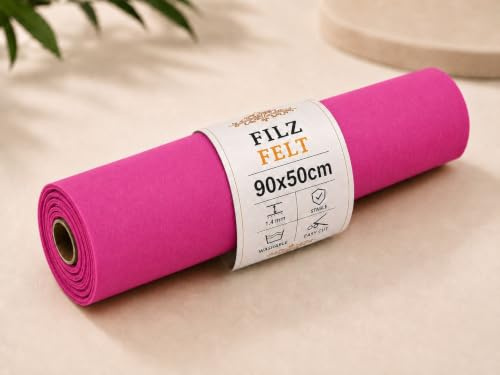 StoffBook pink filzstoff zum nähen & basteln, 1mm dicke bastelfilz Rolle, vielseitiger filz schneid- stickfilz, ideal für Taschen Dekorationen Stoff, d499