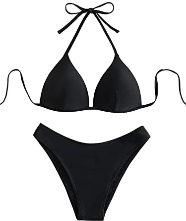 GORGLITTER Damen Push Up Bikini Sets Triangel Bademode Neckholder Badeanzug | 2-teiler Strandmode, High Waist Bikini Set Damen Für Kleine Brüste, Sommer Outfit