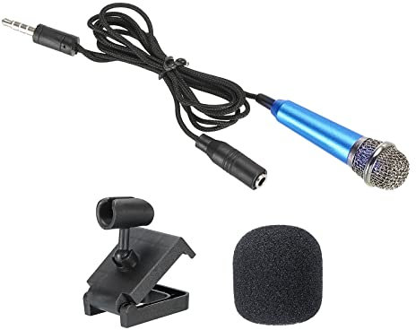 PATIKIL Mini Microfono Portatile Vocale Microfono Blu per Voce Registrazione e Canto con Mic Alzati e Copri 1pz