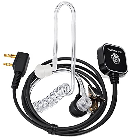 UAYESOK Schallschlauch Funkgerät Ohrhörer Kopfhörer, 2 Pin Walkie Talkie Headset mit Touch Kontrolle PTT Mic, für Baofeng BF888S Kenwood TK-3501 Protalk Retevis H777 Security Radio Zubehör