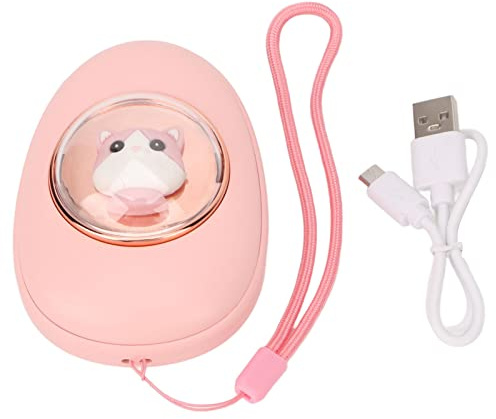 Elektrischer 2-in-1-Handwärmer – Raumkapselförmige Doppelseiten-Heiztaschen-Powerbank mit Rosafarbenem Katzen-Design