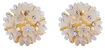 Delicate Petal Stud Earrings Sterling Silver Pins for Women Girls Cubic Zirconia Elegant Little Flower Statement Earrings Wedding Studs Fashion Jewelry Gifts