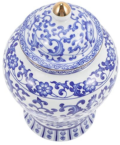 Cabilock Tarro De Cerámica Para Té Suelto 1300 Ml Tapa Hermética, Recipiente Sellado Azul y Blanco Estilo Porcelana Qinghua, Adecuado Para Almacenamiento Cocina, Multifuentes