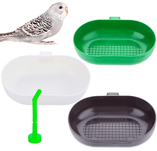 3 Pack Small Bird Plastic Feeder Seed Food Feeding Cup for Bird Parakeet Budgie Cockatiel Lovebird