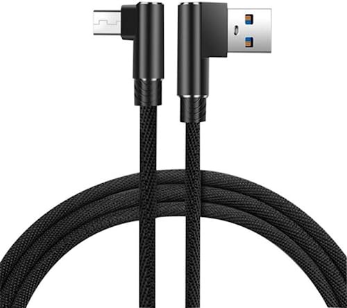 YSJJZRL Câble Micro USB Câble de Chargeur USB vers Micro USB Câble de Charge Micro USB tressé en Nylon à Angle Droit à 90 ° (2M,Noir)