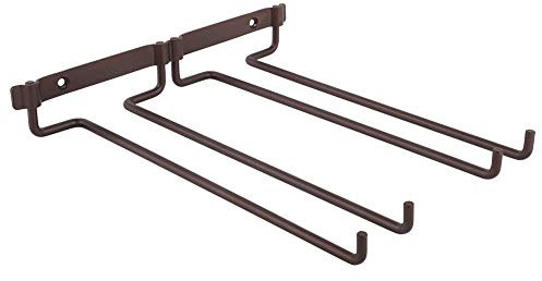 Porta Calici Doppio, Portabicchieri da Vino in Metallo Sospeso con Viti di Montaggio, Portabottiglie a Doppia Fila Per Armadio, Cucina, Bar