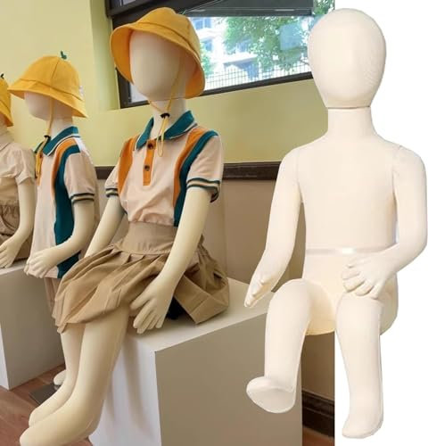 AviiSo Nähpuppe 1–9 Jahre alt Unisex sitzend Schaufensterpuppe für Kinder für Kleinkinder-Jugendkleidung, Ganzkörper-Schneiderpuppe mit biegbaren Armen und Beinen, Abnehmbarer Kopf ( Size : 9 years ol