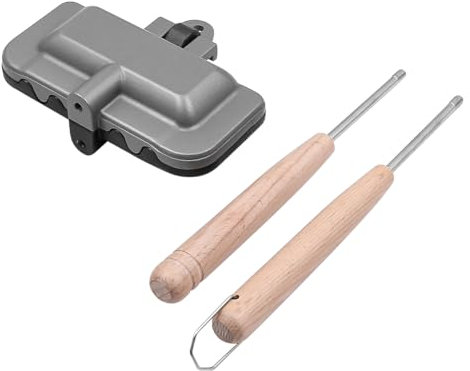 ANCLLO Tostapane da Campeggio Padella Rettangolare in Alluminio Padella Antiaderente a Doppia Faccia per Colazione, Pancake, frittate e Toast