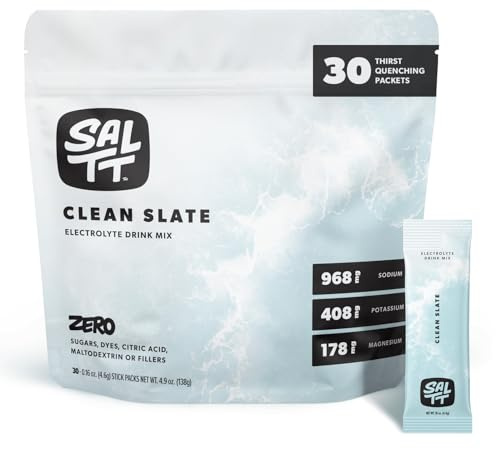 SALTT Electrolytes Powder Unflavored Drink Mix - Clean Slate - 30 Hydration Packets - Magnesium, Potassium, Sodium, Trace Minerals - Zero Sugar & Gluten Free - Travel Essentials