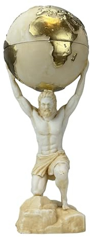 Generic Atlas Titan Gott, griechische Statue, Skulptur, gegossener Marmor, Patinafarbe