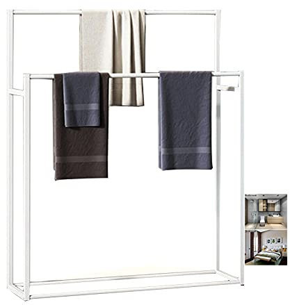 NEECS Support de Salle de Bain sur Pied/Support de Rangement pour Serviettes de ménage d'hôtelOr/Noir/Blanc, Porte-échelle de Serviette sur Pied en métal à 2 Niveaux, Rangement sur suppo