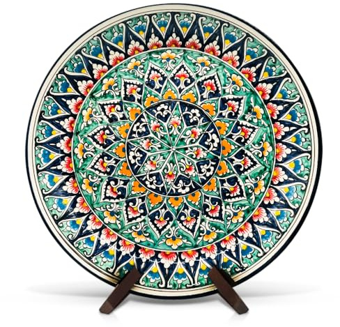 ZARENHOFF Lagan - KaraKalam R1 Orientalischer Lagan Ляган Rischtan Keramik Teller Servier-Schale handbemalt (37 cm)