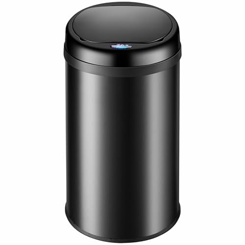 Monzana® Cubo Basura Cocina 50L Tapa Automática con Sensor Silencioso Acero Inoxidable Resistente al Agua Anillo Sujeción Cable USB Contenedor Residuos Papelera Oficina Baño Negro