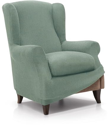 FAVERTI® Funda de Sillón Orejero Elástica de 70 a 100cm | Modelo Reale | Turquesa | Funda Ajustable Sillón Orejero Universal | Protector de Calidad de Tejido Jacquard Tacto algodón
